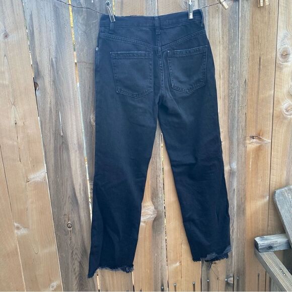 Free people Maggie Mid Rise Straight Jeans distressed in black size 24 - Picture 11 of 13